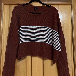 Windsor Maroon and White Striped Sweater
